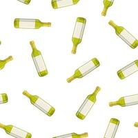 flaska av vin isolerat på vit bakgrund. sömlös upprepa mönster bakgrund. vektor illustration i platt stil för webb, info grafik.