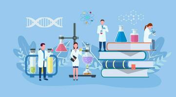 medicinsk laboratorium forskning med vetenskap glas rör. laboratorium forskning. vetenskap Utrustning. kan använda sig av för, landning sida, mall, ui, webb, mobil app affisch, baner. vektor illustration i platt design