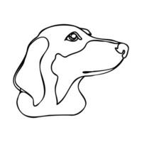 Dackel einer Linie skizzieren. Single kontinuierlich Linie Zeichnung von ein Hund. schwarz und Weiß Vektor Illustration im minimal Stil