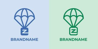 första z fallskärmsnedsläpp logotyp uppsättning, bra för företag relaterad till fallskärmsnedsläpp eller fallskärmar med z första vektor