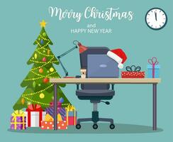 Weihnachten und Neu Jahr im modern Büro vektor