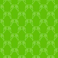 Gamepad zum pc Vektor kabellos Spiel Regler Grün nahtlos Muster im dünn Linie Stil