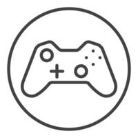 Gamepad im Kreis Vektor Spielen Gerät Symbol oder Zeichen im dünn Linie Stil