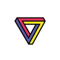 Logo von das Penrose Dreieck. Vektor Logo. Bild ist isoliert auf Weiß Hintergrund. mathematisch Figur. Firma korporativ Marke, Symbol, Zeichen, Schild. Marke zum das speichern. abstrakt Illusion.