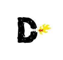 Brief D, ein Bild von ein Feuer speien Dinosaurier und ein Reptil. Vektor Illustration. Logo, Emblem zum das Unternehmen. Symbol. gezahnt schwarz Brief d mit Feuer und Flamme.