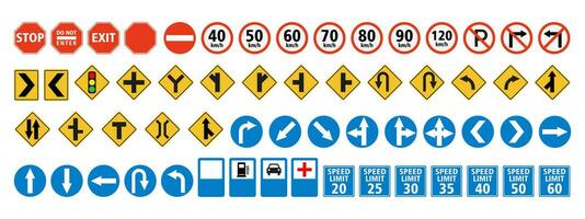 trafik tecken samling isolerat på vit bakgrund. vektor