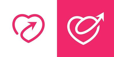 Logo Kombination von Liebe Formen mit reisen, Feiertage, Symbole, Vektoren, Symbole. vektor
