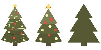 Weihnachten Baum einstellen eben Symbol isoliert auf Weiß Hintergrund. vektor