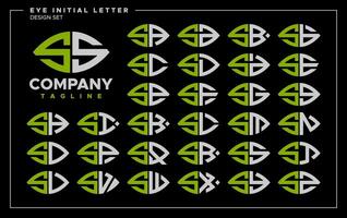 bunt av linje abstrakt öga eller blad brev s ss logotyp design vektor