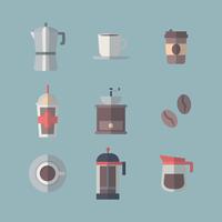 Set Kaffee-Ikonen mit Schatten vektor