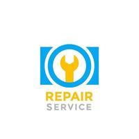 kamera reparation service vektor logotyp på vitt