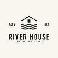 flod hus enkel logotyp årgång vektor
