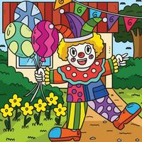 Geburtstag Clown mit ein Luftballons farbig Karikatur vektor