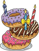 Geburtstag Stapel von Donuts mit Kerze Clip Art vektor