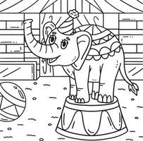 Elefant auf Zirkus Podium Färbung Seite zum Kinder vektor
