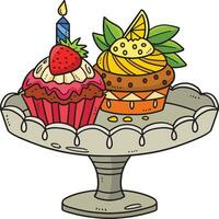 födelsedag muffins med ljus tecknad serie ClipArt vektor