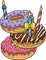 Geburtstag Stapel von Donuts mit Kerze Clip Art vektor