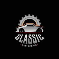 klassisch Auto Reparatur Garage Symbol Logo Vorlage Vektor Illustration Design. Auto Garage, Automobil und Ausrüstung Logo Konzept