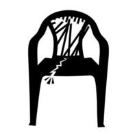 bruten stol vektor illustration på vit bakgrund. Sammanträde bänkar den där är Nej längre lämplig för använda sig av.
