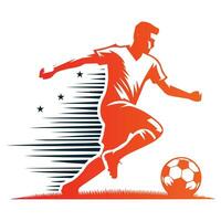 fotboll spelare löpning med rader och stjärnor vektor illustration