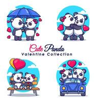 süß Panda Paar mit posiert zum Valentinstag Tag Karikatur Vektor Symbol Illustration