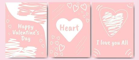 Valentinstag Tag Konzept Poster Satz. Vektor eben Illustration von Hand gezeichnet süß Herz. geeignet zum Gruß Karte
