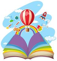 Buntes Buch mit Ballon im Himmel vektor