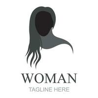 Schönheit Frauen Logo Design. Vektor Illustration von Frau mit lange Haar, schön ästhetisch. modern Symbol Design Vektor Vorlage mit Linie Stil