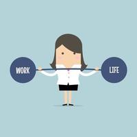 affärskvinna som håller balansen mellan arbete och liv. vektor