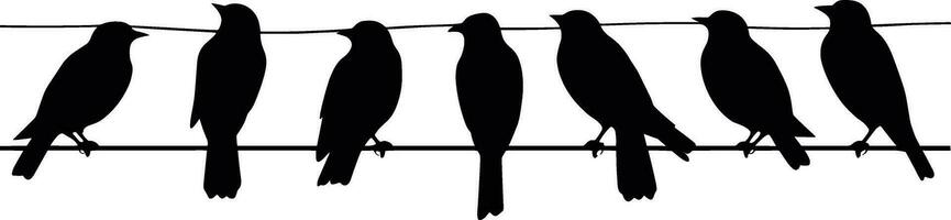 Silhouette von Vögel auf das Drähte zum Dekoration. ai generiert Illustration. vektor