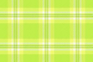 aufgeräumt Textil- Vektor nahtlos, Outfit Stoff Textur Muster. Kleid Tartan prüfen Plaid Hintergrund im Limette und Weiß Farben.