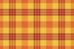 Tweed Stoff Plaid Vektor, Vorhang nahtlos prüfen Schottenstoff. Single Textil- Muster Hintergrund Textur im Bernstein und Orange Farben. vektor