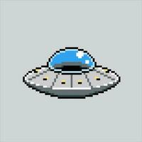 Pixel Kunst Illustration UFO. pixelig UFO. Bauernhof UFO Raum Außerirdischer pixelig zum das Pixel Kunst Spiel und Symbol zum Webseite und Video Spiel. alt Schule retro. vektor