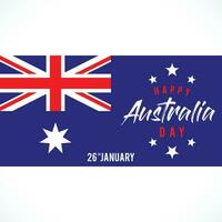 glücklich Australien Tag Beschriftung. Gruß Karte oder Einladung Karte. Karte von Australien mit Flagge. Vektor Illustration