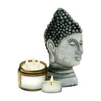 spirituell Buddha Figur und Verbrennung Aroma Kerze vektor