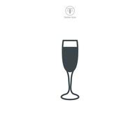 champagne flöjt glas ikon symbol vektor illustration isolerat på vit bakgrund