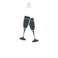 Prost Champagner Brille Symbol Symbol Vektor Illustration isoliert auf Weiß Hintergrund