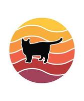 Katzen Retro-Sonnenuntergang-Design-Vorlage vektor