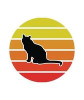 Katzen Retro-Sonnenuntergang-Design-Vorlage vektor