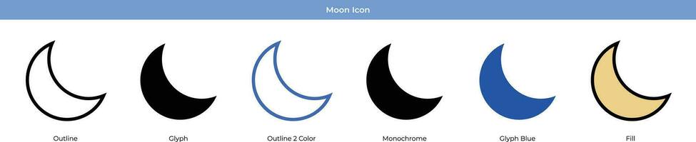 måne ikon uppsättning vektor