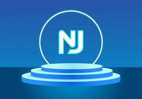 NJ Logo Blau Design. Vektor Logo Design zum Geschäft.