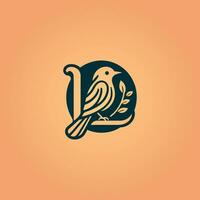 l första brev fågel logotyp i enkel minimalistisk negativ Plats vektor