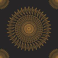 golden Sonnenblume Muster auf schwarz Hintergrund vektor