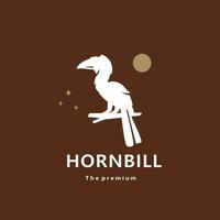 djur- hornbill naturlig logotyp vektor ikon silhuett retro hipster