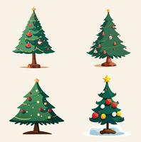 glad jul träd fyra vektor