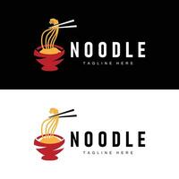 Ramen nudel logotyp enkel nudel och skål design inspiration kinesisk mat mall illustration vektor