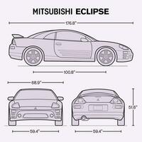 2003 mitsubishi förmörkelse bil plan vektor