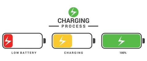 Batterie Laden Symbol und Vektor unterzeichnen.