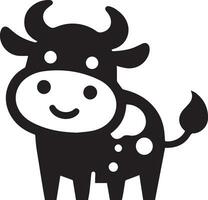 minimal komisch Kuh eben Charakter Vektor Silhouette, Silhouette, schwarz Farbe, Weiß Hintergrund 2