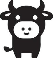 minimal komisch Kuh eben Charakter Vektor Silhouette, Silhouette, schwarz Farbe, Weiß Hintergrund 3